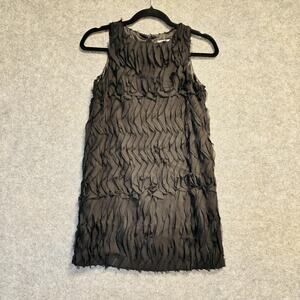 Milly Minis Dress Girls Size 14 Black Sleeveless Textured Chiffon Party USA